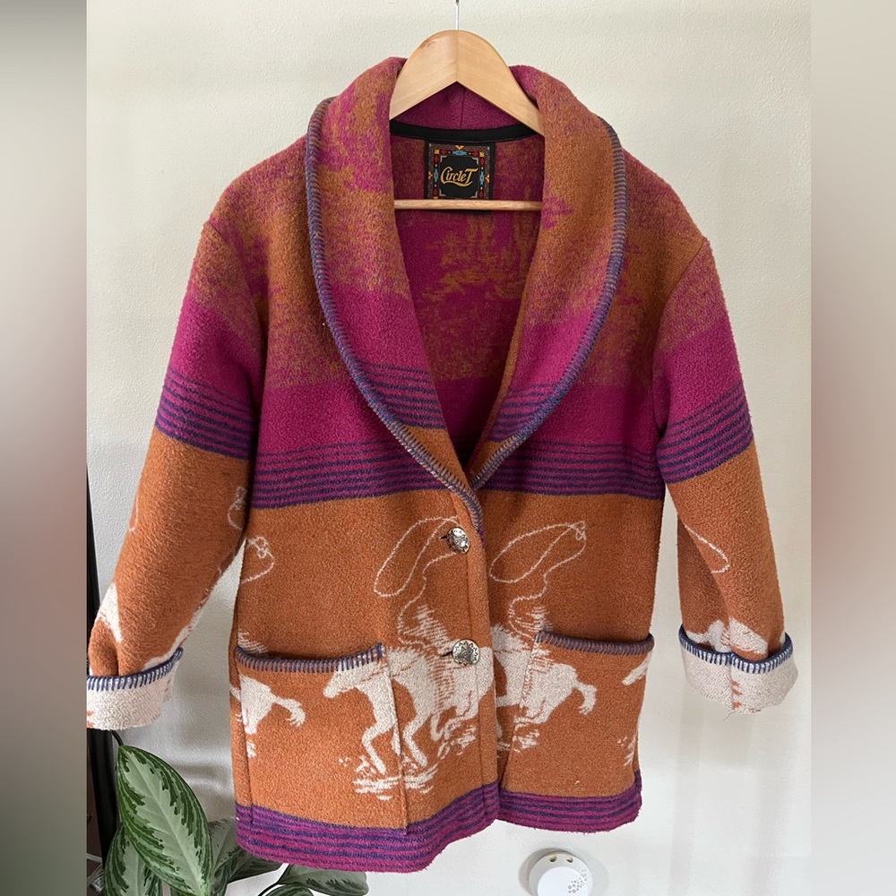 Circle T Western Wear Blanket Coat Wool Blend